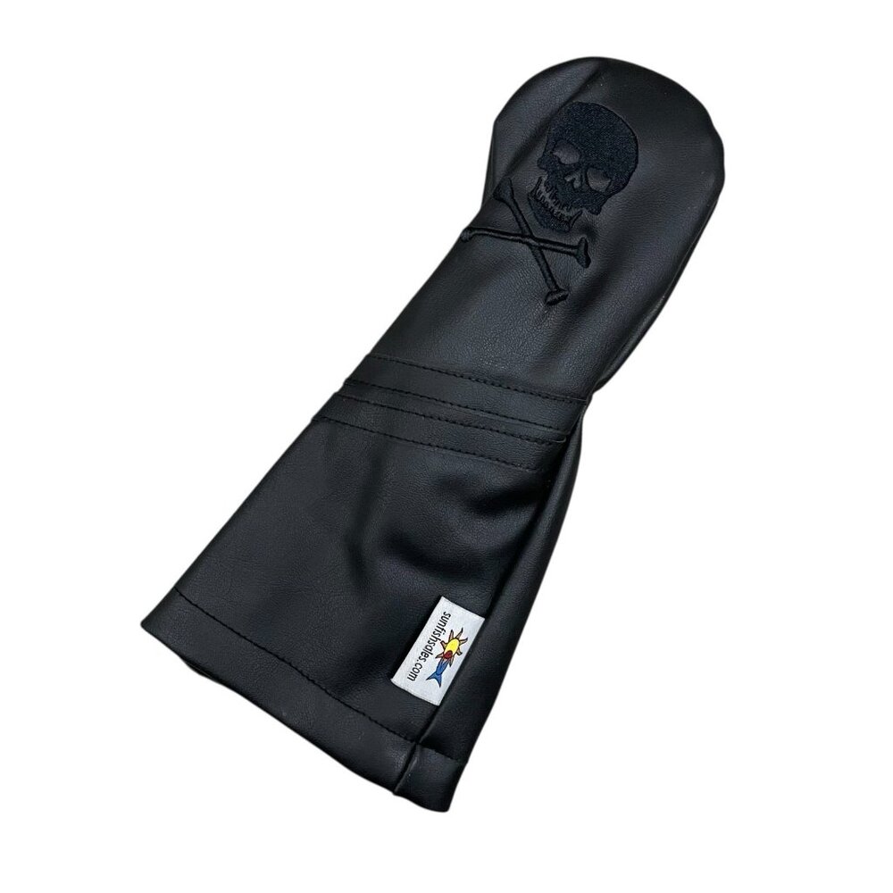 Skull Crossbones Sunfish Leather Fairway Golf Headcover Black Murdered Out!